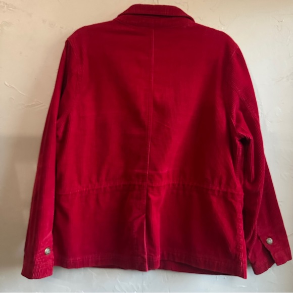 Vintage Christopher & Banks Red Wide-Wale Corduroy Jacket Cottagecore Chore Coat - Picture 2 of 12
